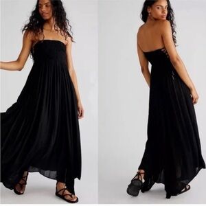 Free People Black Strapless Smocked Maxi Dress